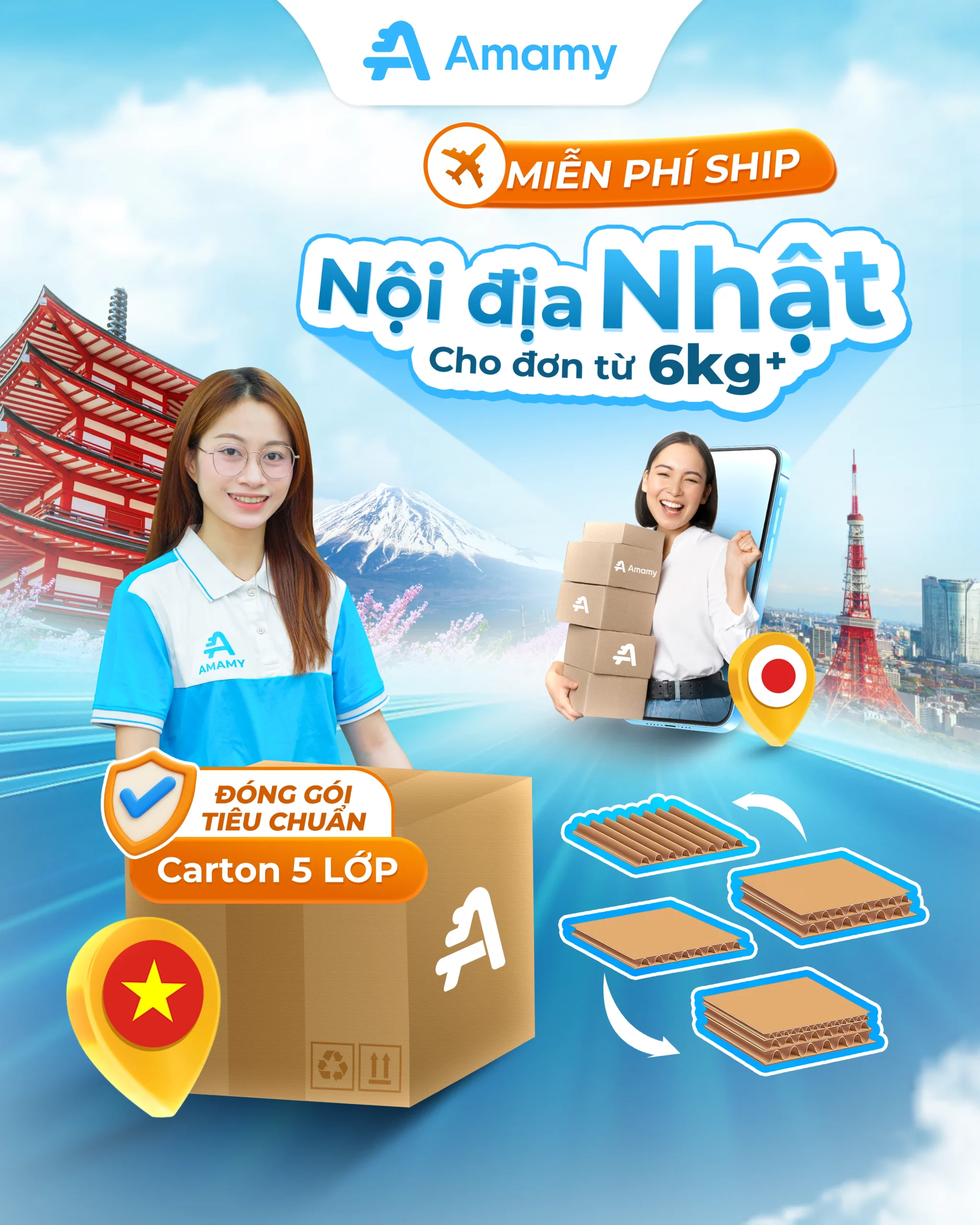 Miễn phí ship nội địa Nhật cho đơn từ 6kg+
